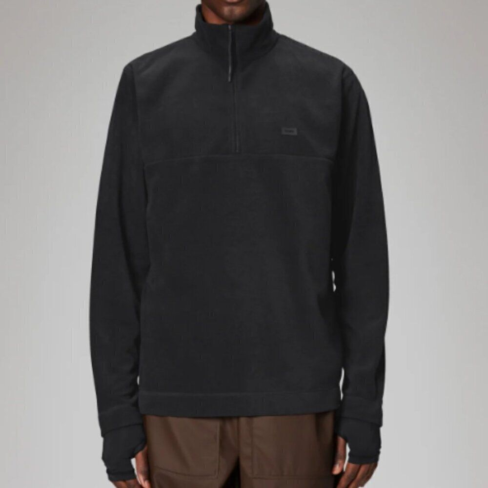NWT Rains Addis Black Fleece Half Zip Pullover Sweatshirt Mens XL Techwear